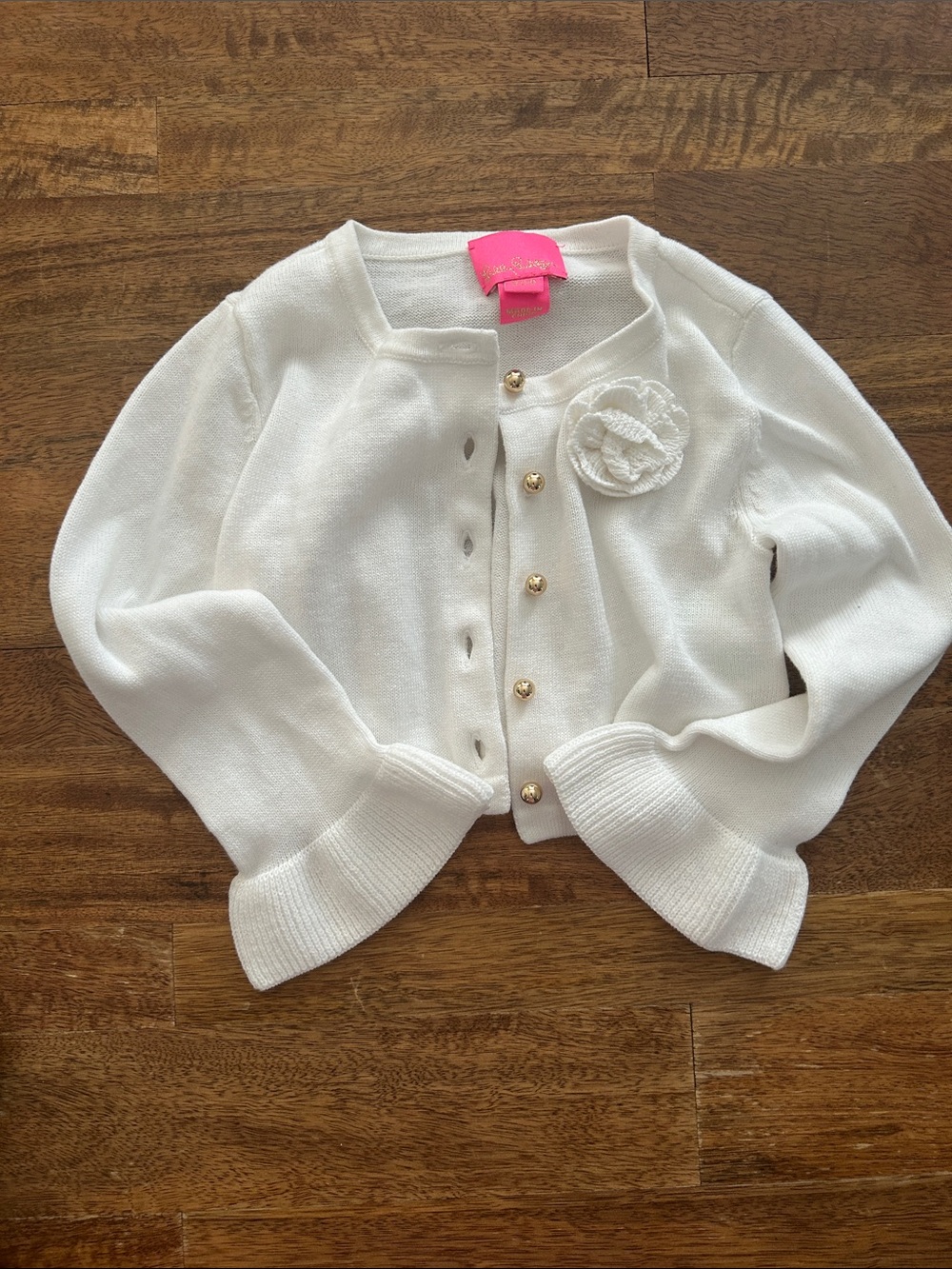 White Cardigan with Gold Buttons